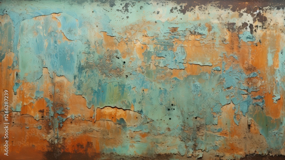 Rusty and Old Textured Background with Shabby Multicolored Layers of Peeling Paint and Corroded Metal Surface