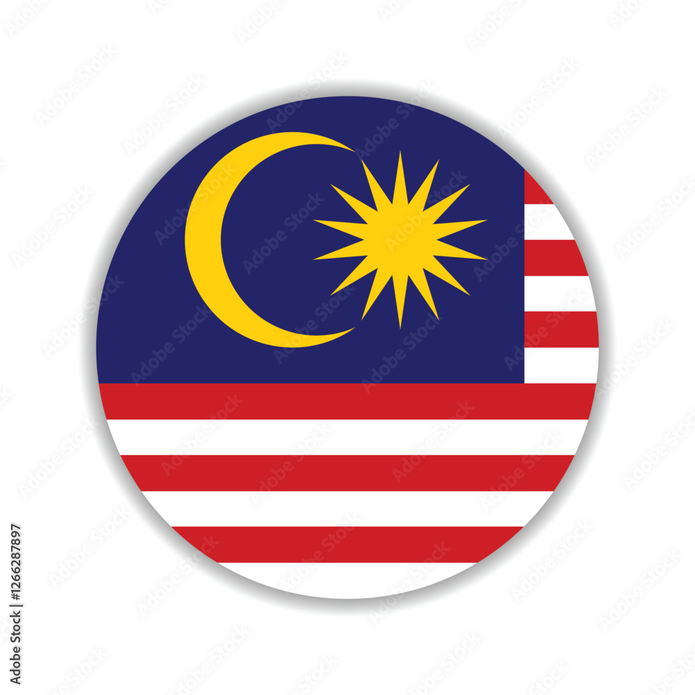 Fototapeta premium Malaysia flag circle icon vector illustration design