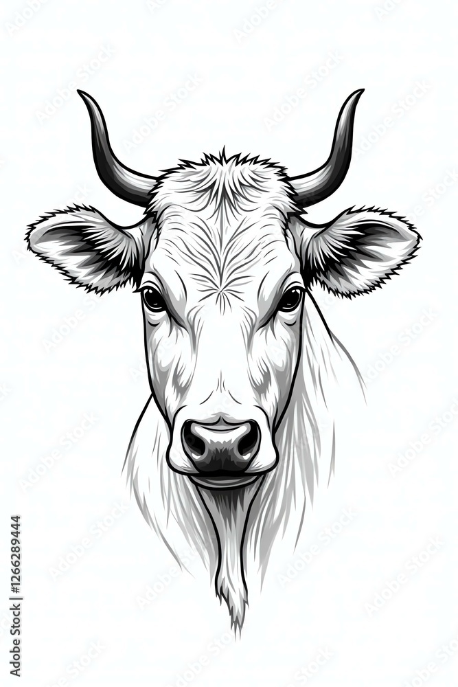 Naklejka premium stunning illustration of cattle face drawing layout for coloring sheet