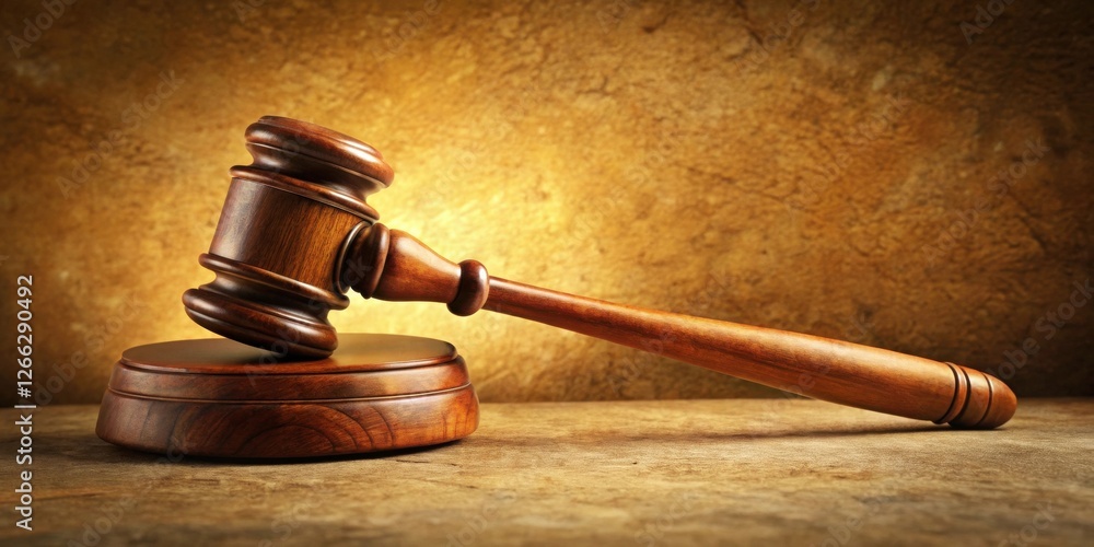 Wooden Gavel on Sound Block Against a Textured Background Representing Justice and the Legal Profession Wooden Gavel on Sound Block Against a Textured Background Representing Justice and the Legal Profession