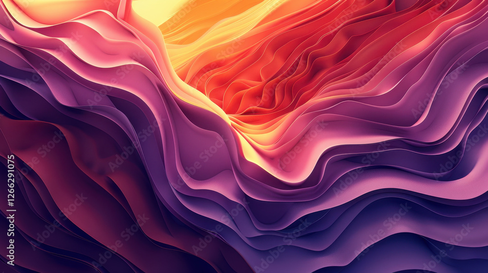 Obraz premium Abstract colorful waves create mesmerizing visual experience, showcasing vibrant gradients and smooth curves. This digital artwork evokes sense of depth and movement