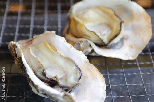 網の上の焼き牡蠣