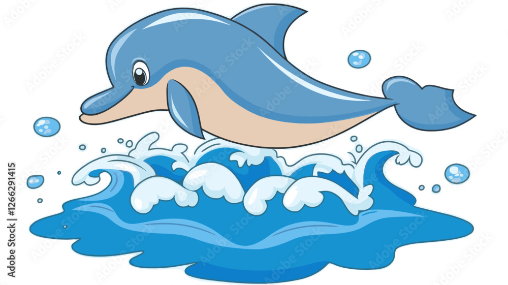 Naklejka premium Dolphin Cartoon Swimming