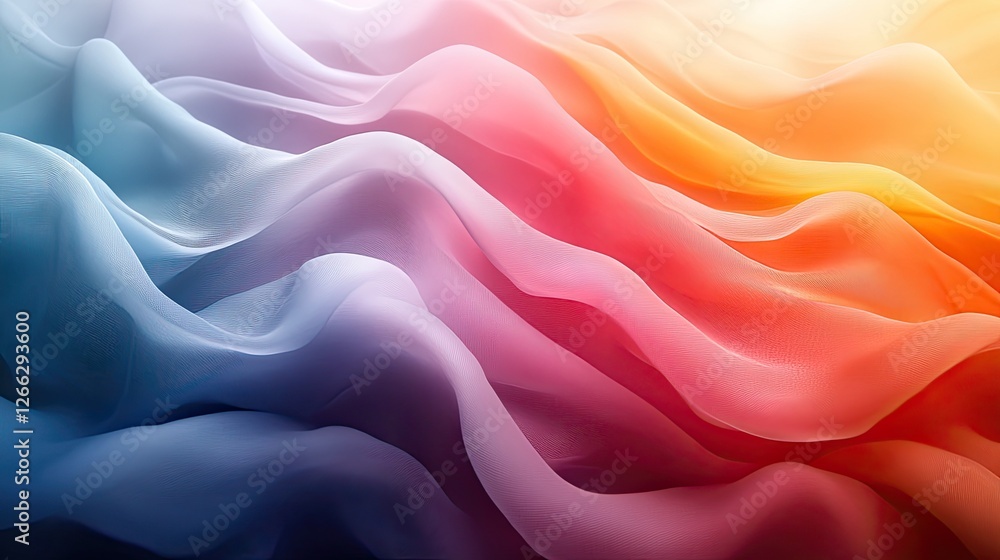 Obraz premium Colorful flowing fabric waves creating a serene abstract background for design projects