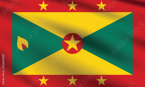 Free Download Grenada flag official colors and proportion digital vector illustration. Pleated flag. - GFXLoad