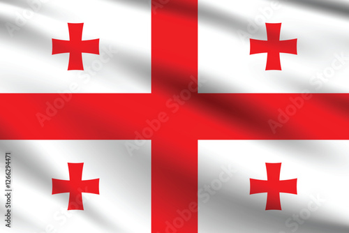 Georgia flag official colors and proportion digital vector illustration. Pleated flag.