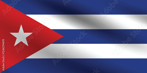 Cuba flag official colors and proportion digital vector illustration. Pleated flag.