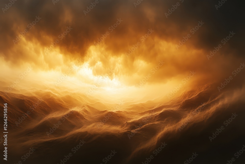 Golden sunset over hazy, rolling hills. Ideal for fantasy, apocalyptic, or dramatic themes. Golden sunset over hazy, rolling hills. Ideal for fantasy, apocalyptic, or dramatic themes.