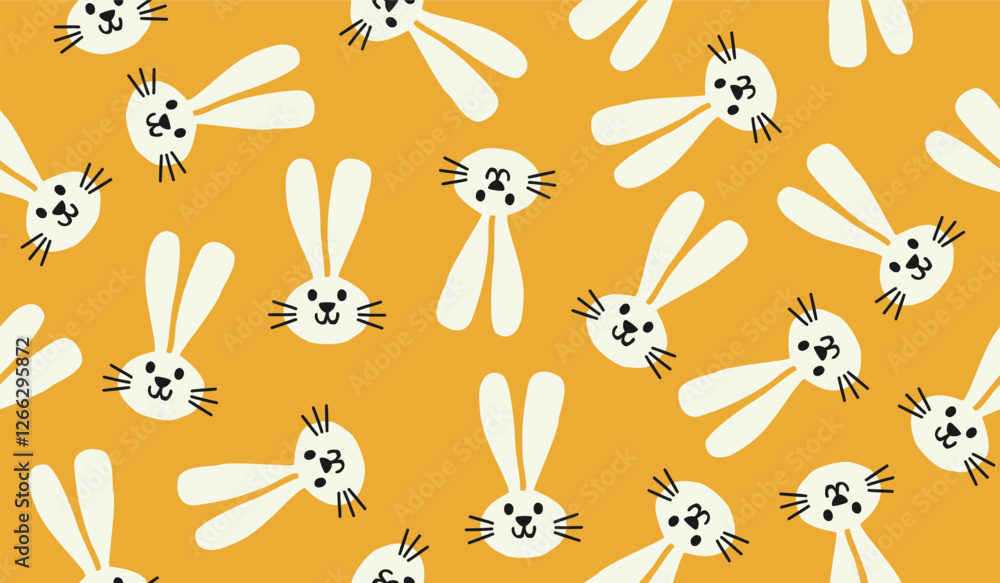 Fototapeta premium Cute bunny rabbit pattern background vector design