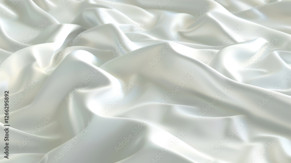 Soft, flowing white satin fabric with elegant folds and creases, creating luxurious texture and sheen. Ideal for backgrounds or fashion design Soft, flowing white satin fabric with elegant folds and creases, creating luxurious texture and sheen. Ideal for backgrounds or fashion design
