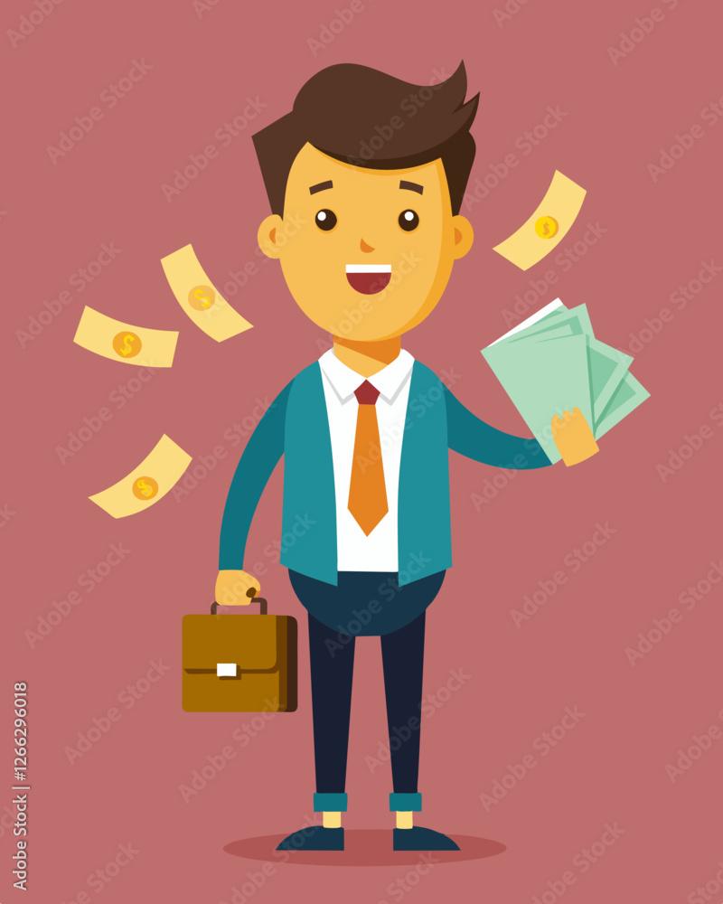 The weary but satisfied expression of a freelance bookkeeper having just finished a successful audit of the mills finances and ensuring all debts were paid on time.. Vector illustration The weary but satisfied expression of a freelance bookkeeper having just finished a successful audit of the mills finances and ensuring all debts were paid on time.. Vector illustration