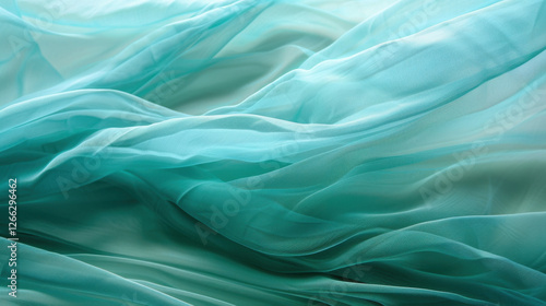 Wallpaper Mural Soft turquoise fabric drapes gracefully, creating serene and flowing texture. delicate layers evoke sense of calm and elegance, perfect for various design applications Torontodigital.ca