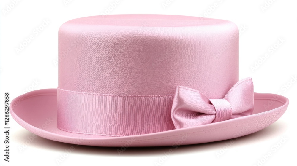 Pink satin hat, bow, white background, fashion Pink satin hat, bow, white background, fashion