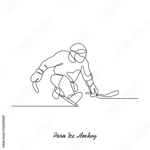 One continuous line drawing of Para Ice Hockey sports vector illustration. Para Ice Hockey sports design in simple linear continuous style vector concept. Sports themes design for your asset design.