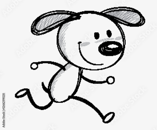 Happy Cartoon Dog Running Sketch