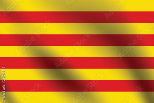 Catalonia flag official colors and proportion digital vector illustration. Pleated flag.