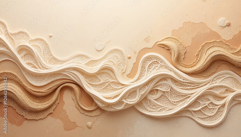 Abstract Art: Wavy Paper Sculpture on Textured Wall Abstract Art: Wavy Paper Sculpture on Textured Wall