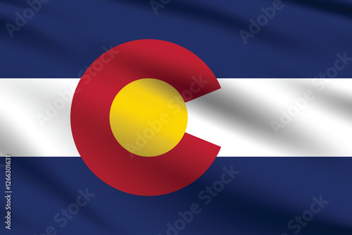 Colorado flag official colors and proportion digital vector illustration. Pleated flag.