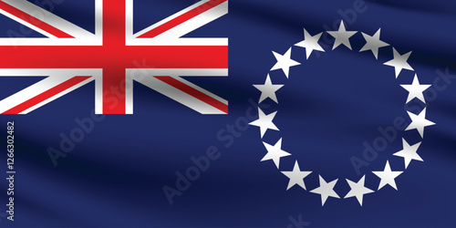 Cook Islands flag official colors and proportion digital vector illustration. Pleated flag.