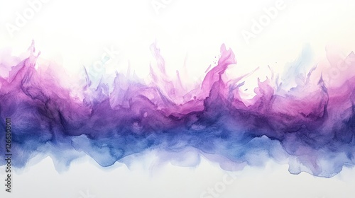 Abstract watercolor painting with vibrant purple and blue waves, creating a dreamy background