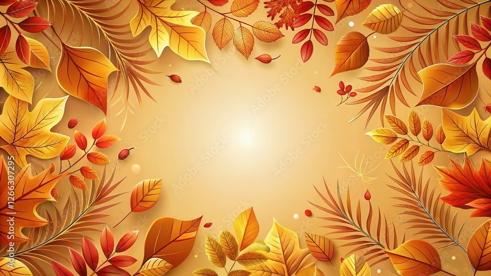 Autumnal foliage frame, perfect for seasonal designs and celebrations. A vibrant display of golden and red leaves creates a warm and inviting border. Autumnal foliage frame, perfect for seasonal designs and celebrations. A vibrant display of golden and red leaves creates a warm and inviting border.