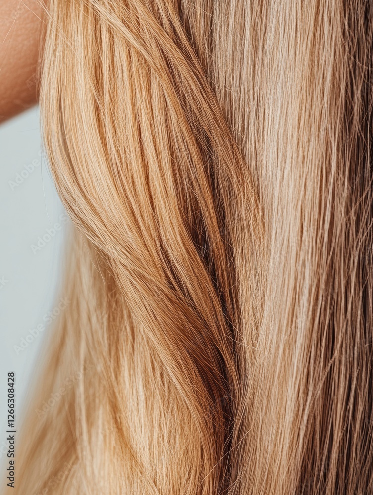 Fototapeta premium Comparison of healthy smooth hair strand and brittle damaged hair strand with visible texture differences. Generative AI