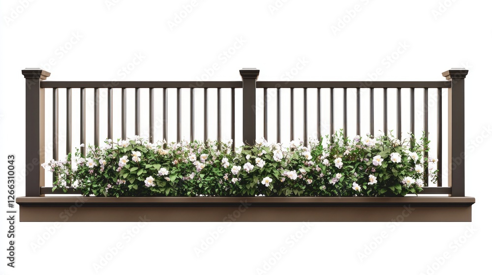 Obraz premium Balcony railing with flowers, outdoor decor, landscaping