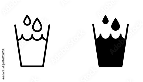 water glass icon set, Glass of water and water drop line icon. vector illustration on white background