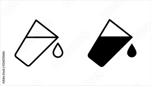 water glass icon set, Glass of water and water drop line icon. vector illustration on white background