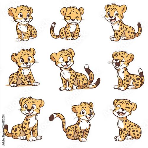 Adorable Cartoon Leopard Vector Illustration: Cute, Playful Character Design for Children's Art