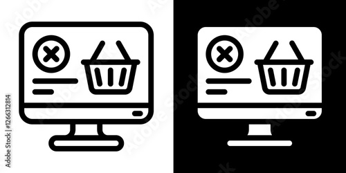 checkout failed line and glyph icon, outline and glyph vector sign, linear and glyph style pictogram isolated on white and black. ecommerce symbol, logo, icon, illustration