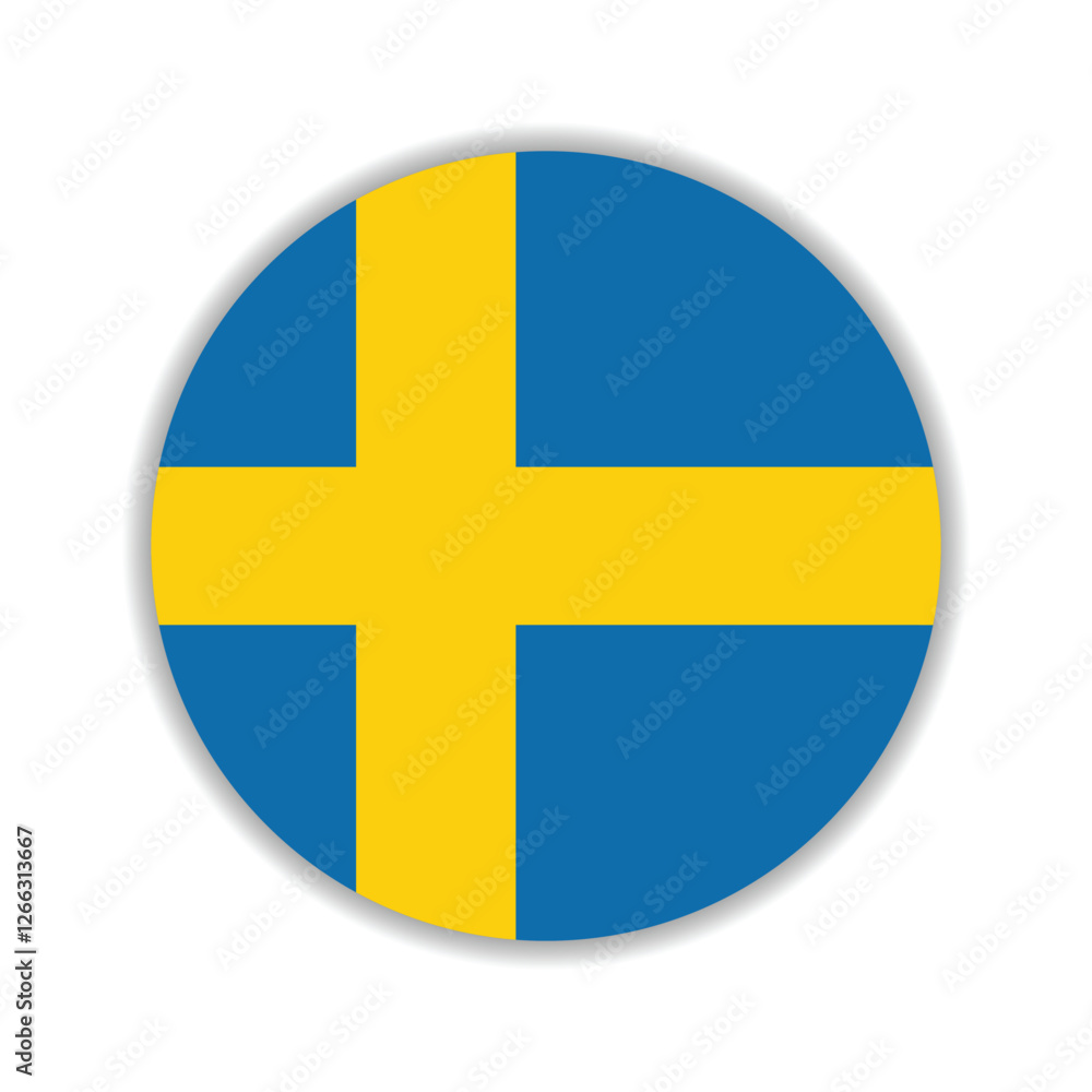 Obraz premium Sweden flag circle icon vector illustration