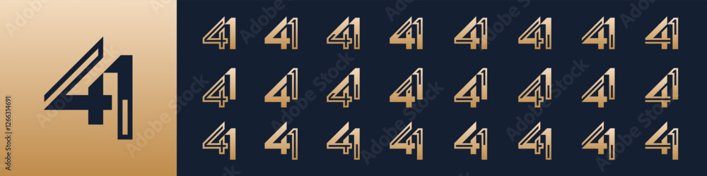 Fototapeta premium collection of creative number 41 logo designs. abstract forty-one design vector illustration