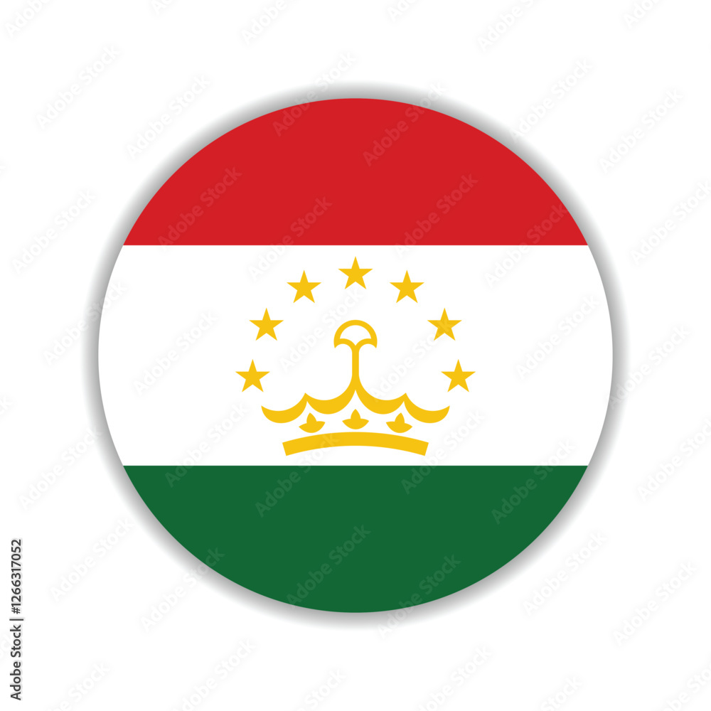 Fototapeta premium Tajikistan circle flag logo icon digital vector illustration