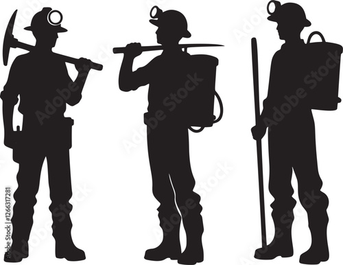 Three miners silhouette.