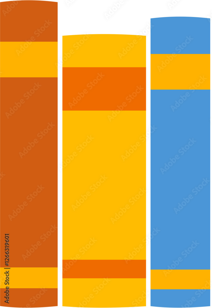 Fototapeta premium Colorful vector illustration of books standing and leaning, perfect for education, library, and literacy materials.