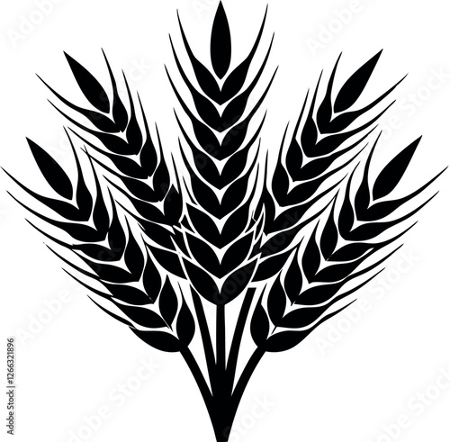 Wheat Sheaf Silhouette Harvest Symbol Agricultural Design Rustic Farm Crop Bundle