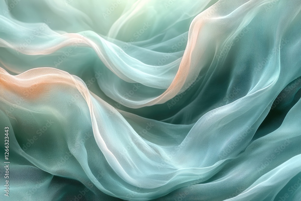 Obraz premium Soft flowing fabric waves in serene colors creating a tranquil atmosphere, ideal for backgrounds