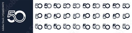 collection of creative number 50 logo designs. abstract fifty design vector illustration