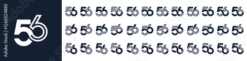 collection of creative number 56 logo designs. abstract fifty-six design vector illustration