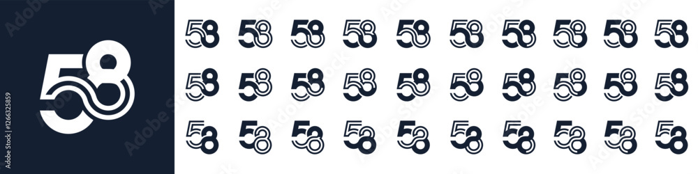 collection of creative number 58 logo designs. abstract fifty-eight design vector illustration collection of creative number 58 logo designs. abstract fifty-eight design vector illustration