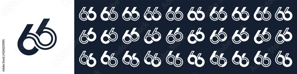 collection of creative number 66 logo designs. abstract sixty-six design vector illustration