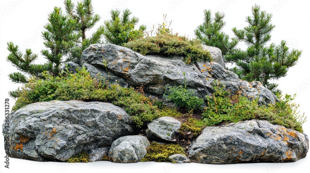 Rocky Mountain Landscape With Evergreen Trees And Flora Rocky Mountain Landscape With Evergreen Trees And Flora