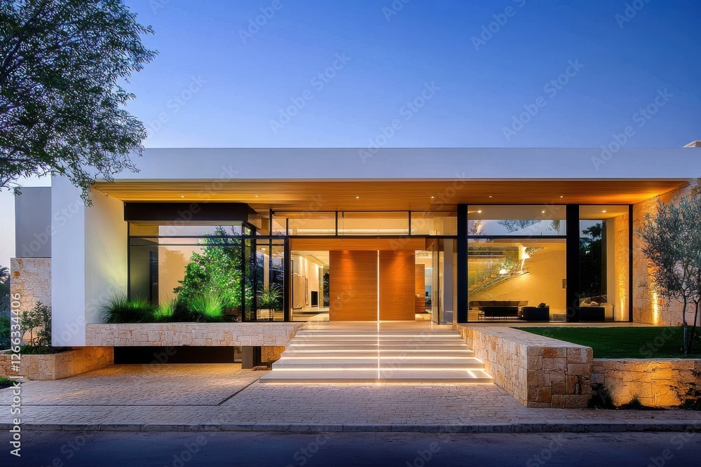 Obraz premium Modern Architectural Design of a Luxurious Home Entrance