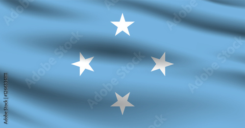 Micronesia flag official colors and proportion digital vector illustration. Pleated flag.