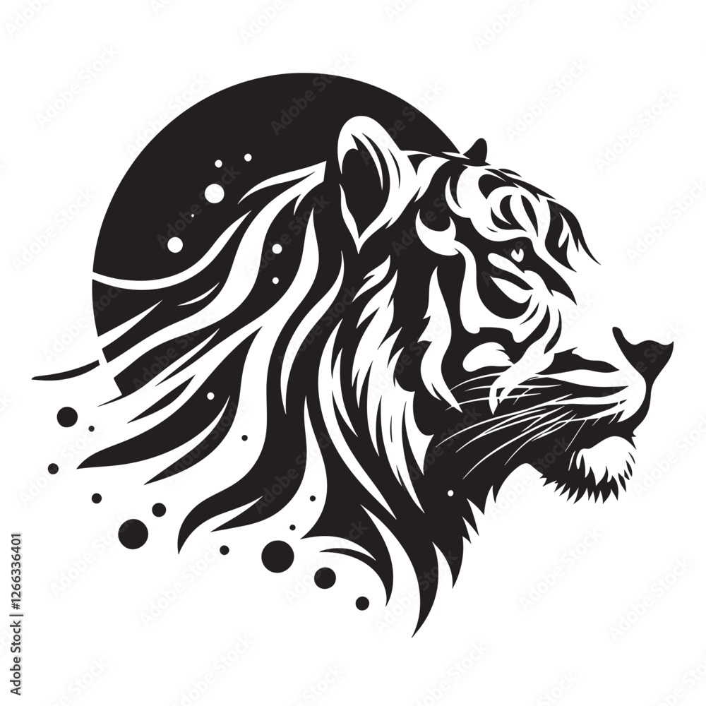 Fototapeta premium Tiger head in black and white.