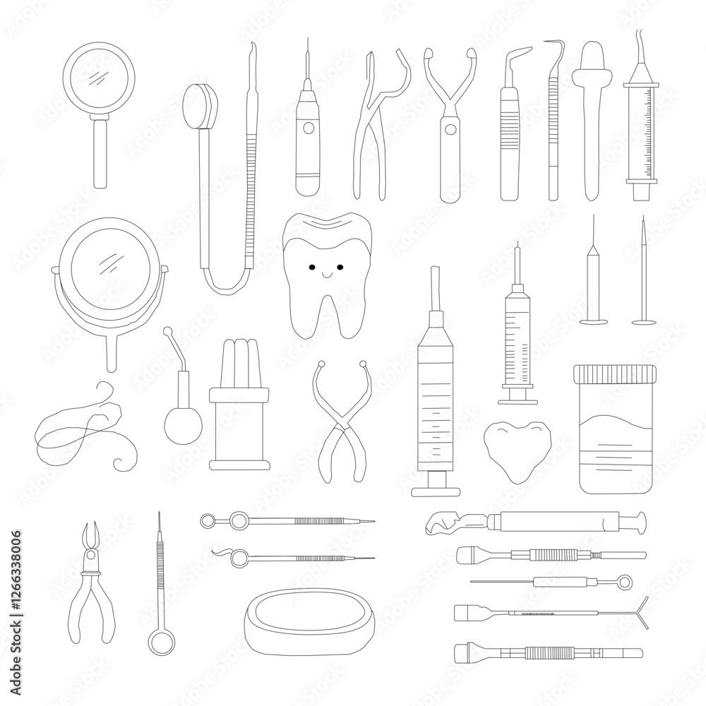 Fototapeta premium medical icons set. Dental Line Icon Set . Simple Set of Dental Related Vector Line Icons, Outline Symbol Collection medical icons set. Set of medical icon.