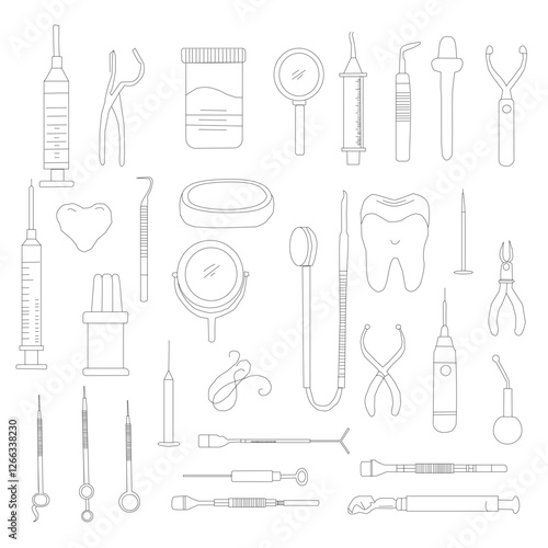 Dental Line Icon Set . Simple Set of Dental Related Vector Line Icons, Outline Symbol Collection medical icons set. Set of medical icon.