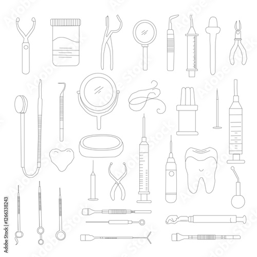 Dental Line Icon Set . Simple Set of Dental Related Vector Line Icons, Outline Symbol Collection medical icons set. Set of medical icon.