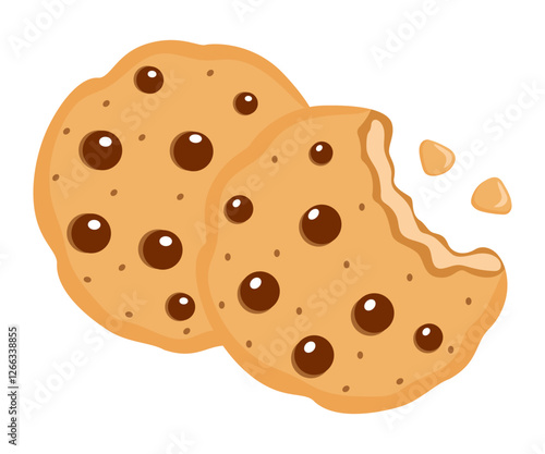 Cookie drawing colorful biscuit flat design isolated illustration